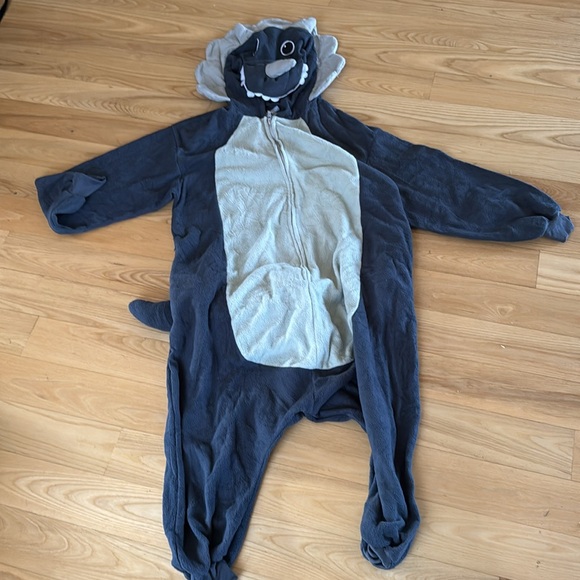 Adult Onesie Gray Triceratops Costume, Size Small - Picture 2 of 7
